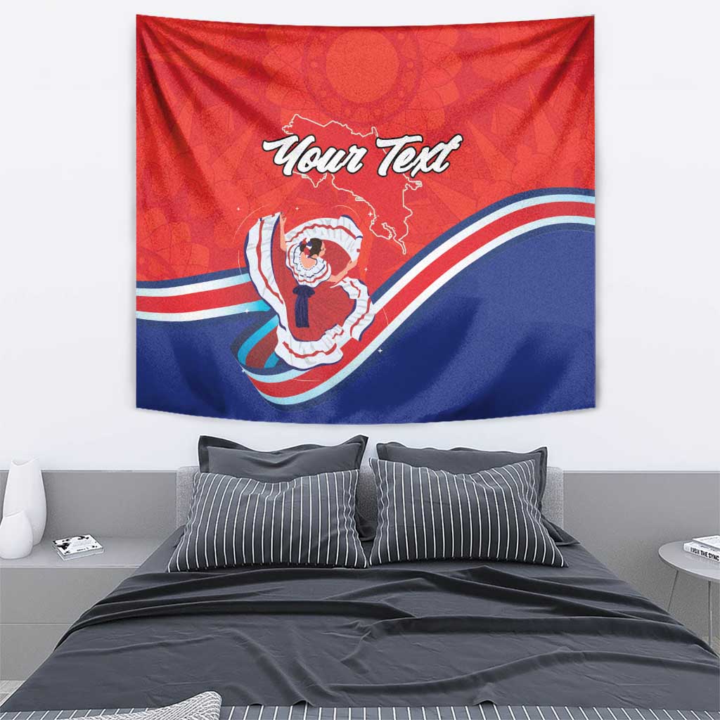 Personalized Costa Rica Independence Day Since 1821 Tapestry Folk Dancer with Folk Art Pattern - Wonder Print Shop