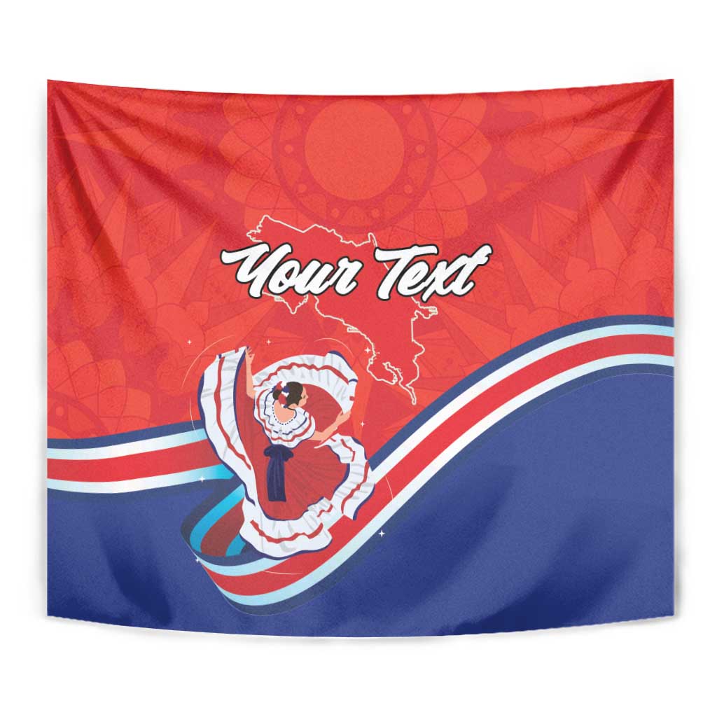 Personalized Costa Rica Independence Day Since 1821 Tapestry Folk Dancer with Folk Art Pattern - Wonder Print Shop