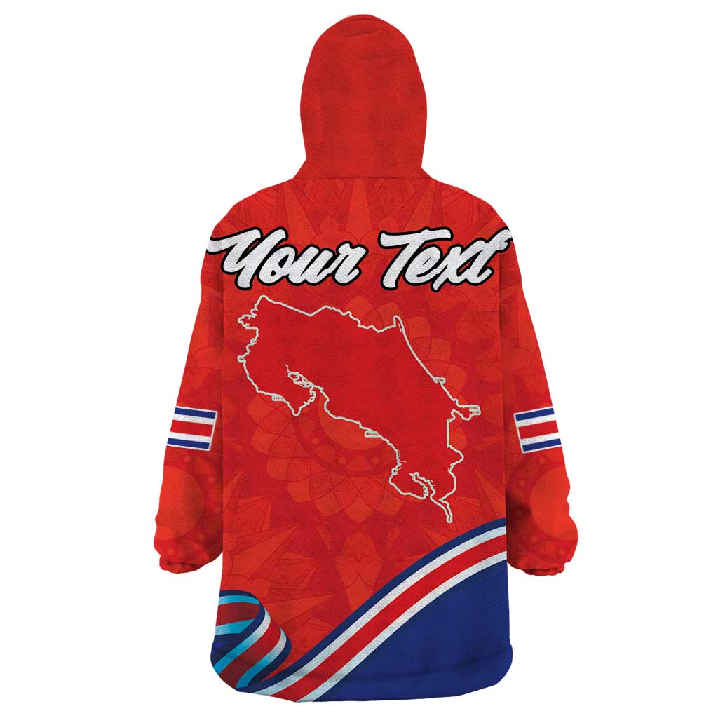 Personalized Costa Rica Independence Day Since 1821 Wearable Blanket Hoodie Folk Dancer with Folk Art Pattern - Wonder Print Shop