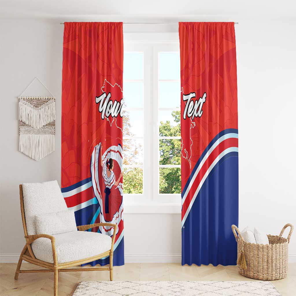Personalized Costa Rica Independence Day Since 1821 Window Curtain Folk Dancer with Folk Art Pattern - Wonder Print Shop