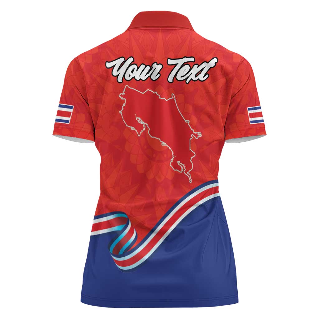 Personalized Costa Rica Independence Day Since 1821 Women Polo Shirt Folk Dancer with Folk Art Pattern - Wonder Print Shop