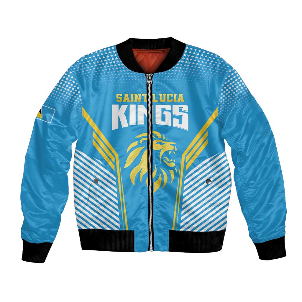 Custom Saint Lucia Kings Cricket Bomber Jacket Beinspired Go Champion - Wonder Print Shop