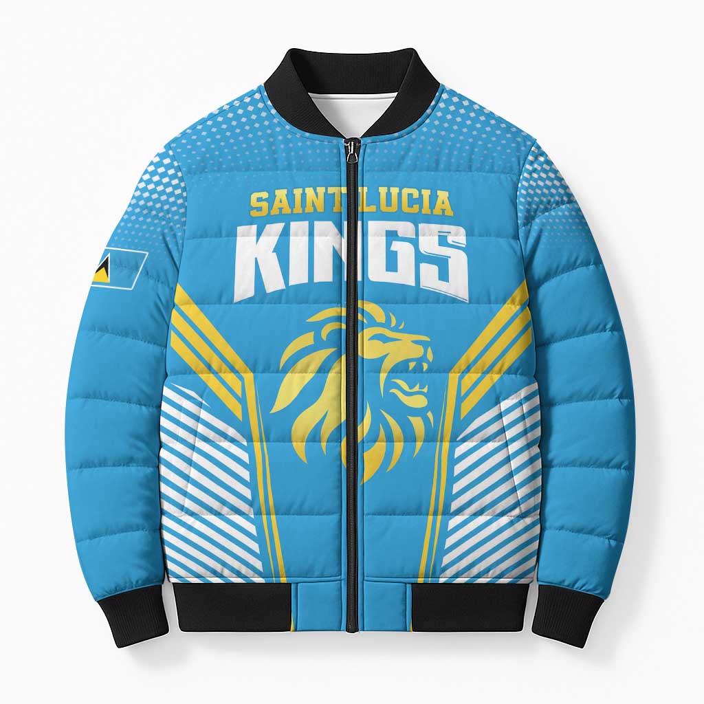 Custom Saint Lucia Kings Cricket Bomber Puffer Jacket Beinspired Go Champion - Wonder Print Shop