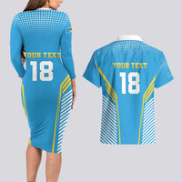 Custom Saint Lucia Kings Cricket Couples Matching Long Sleeve Bodycon Dress and Hawaiian Shirt Beinspired Go Champion - Wonder Print Shop
