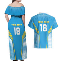Custom Saint Lucia Kings Cricket Couples Matching Off Shoulder Maxi Dress and Hawaiian Shirt Beinspired Go Champion - Wonder Print Shop