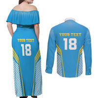 Custom Saint Lucia Kings Cricket Couples Matching Off Shoulder Maxi Dress and Long Sleeve Button Shirt Beinspired Go Champion - Wonder Print Shop