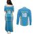 Custom Saint Lucia Kings Cricket Couples Matching Puletasi and Long Sleeve Button Shirt Beinspired Go Champion - Wonder Print Shop
