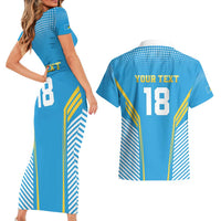 Custom Saint Lucia Kings Cricket Couples Matching Short Sleeve Bodycon Dress and Hawaiian Shirt Beinspired Go Champion - Wonder Print Shop