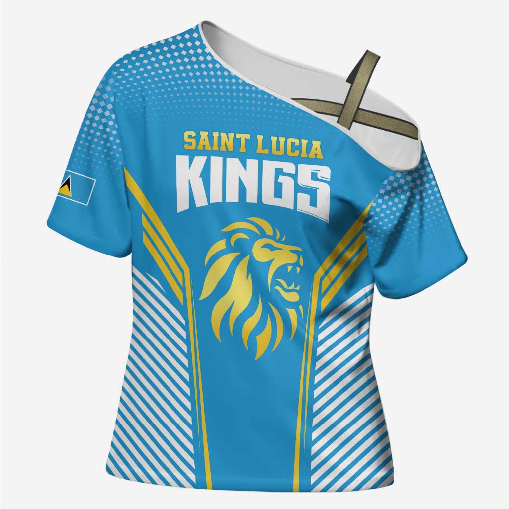 Custom Saint Lucia Kings Cricket Cross Shoulder Shirt Beinspired Go Champion - Wonder Print Shop