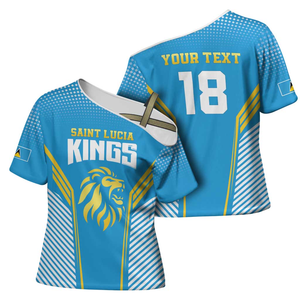 Custom Saint Lucia Kings Cricket Cross Shoulder Shirt Beinspired Go Champion - Wonder Print Shop