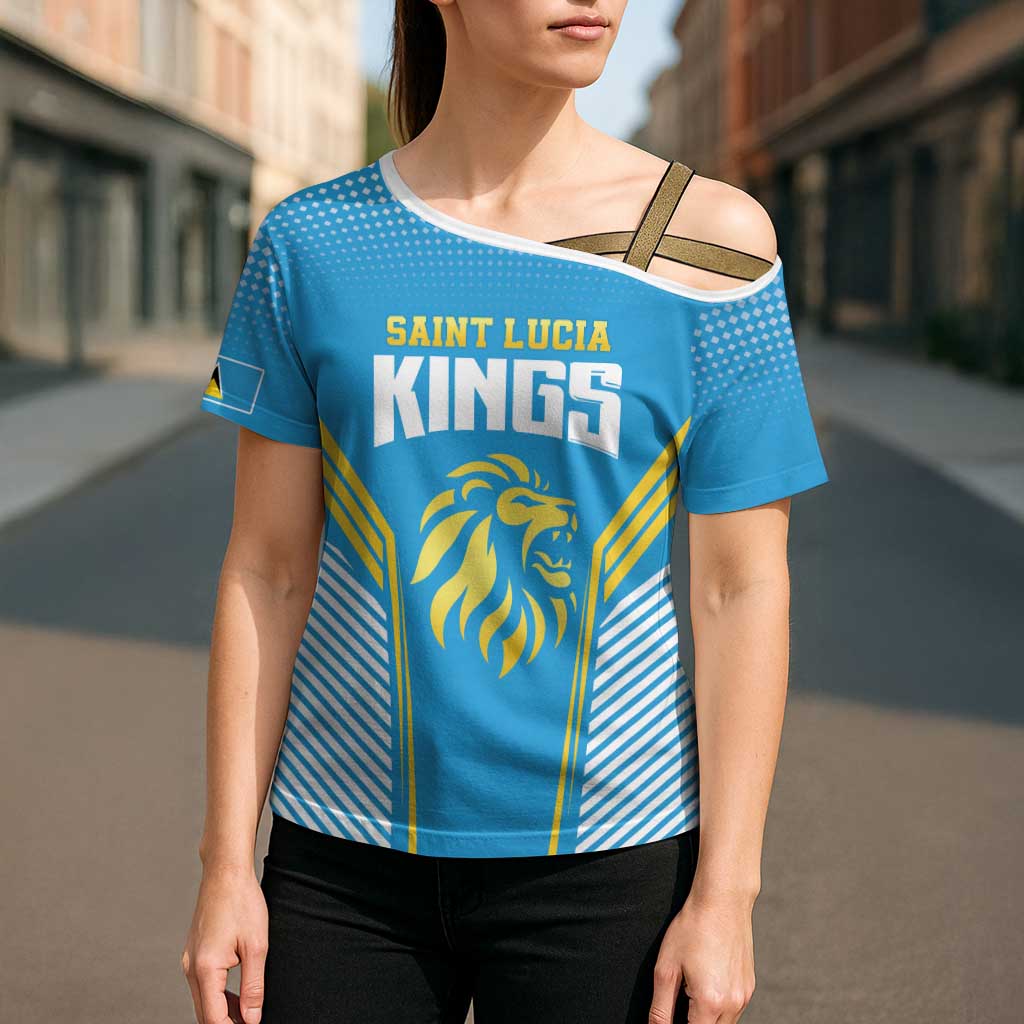 Custom Saint Lucia Kings Cricket Cross Shoulder Shirt Beinspired Go Champion - Wonder Print Shop