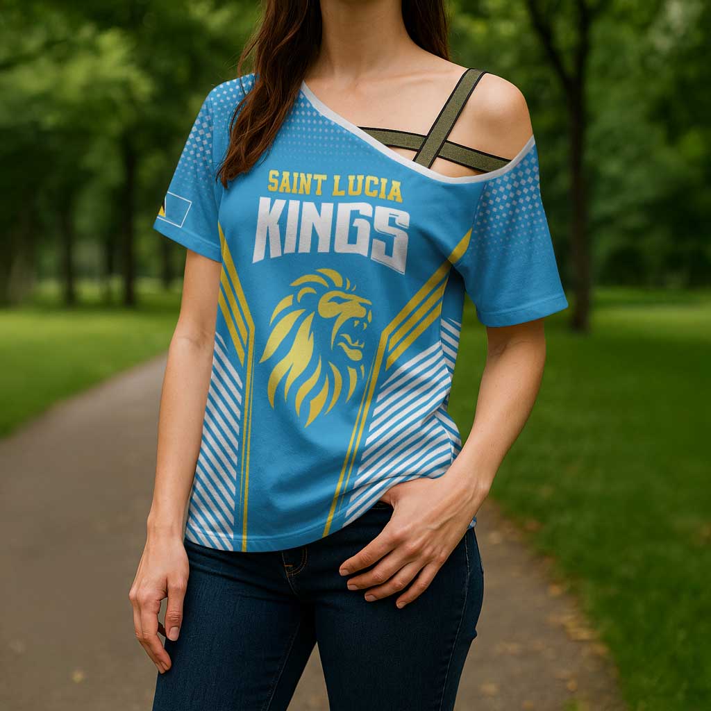 Custom Saint Lucia Kings Cricket Cross Shoulder Shirt Beinspired Go Champion - Wonder Print Shop