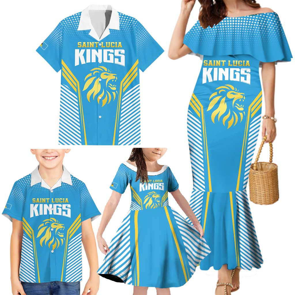 Custom Saint Lucia Kings Cricket Family Matching Mermaid Dress and Hawaiian Shirt Beinspired Go Champion - Wonder Print Shop