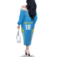 Custom Saint Lucia Kings Cricket Family Matching Off The Shoulder Long Sleeve Dress and Hawaiian Shirt Beinspired Go Champion - Wonder Print Shop