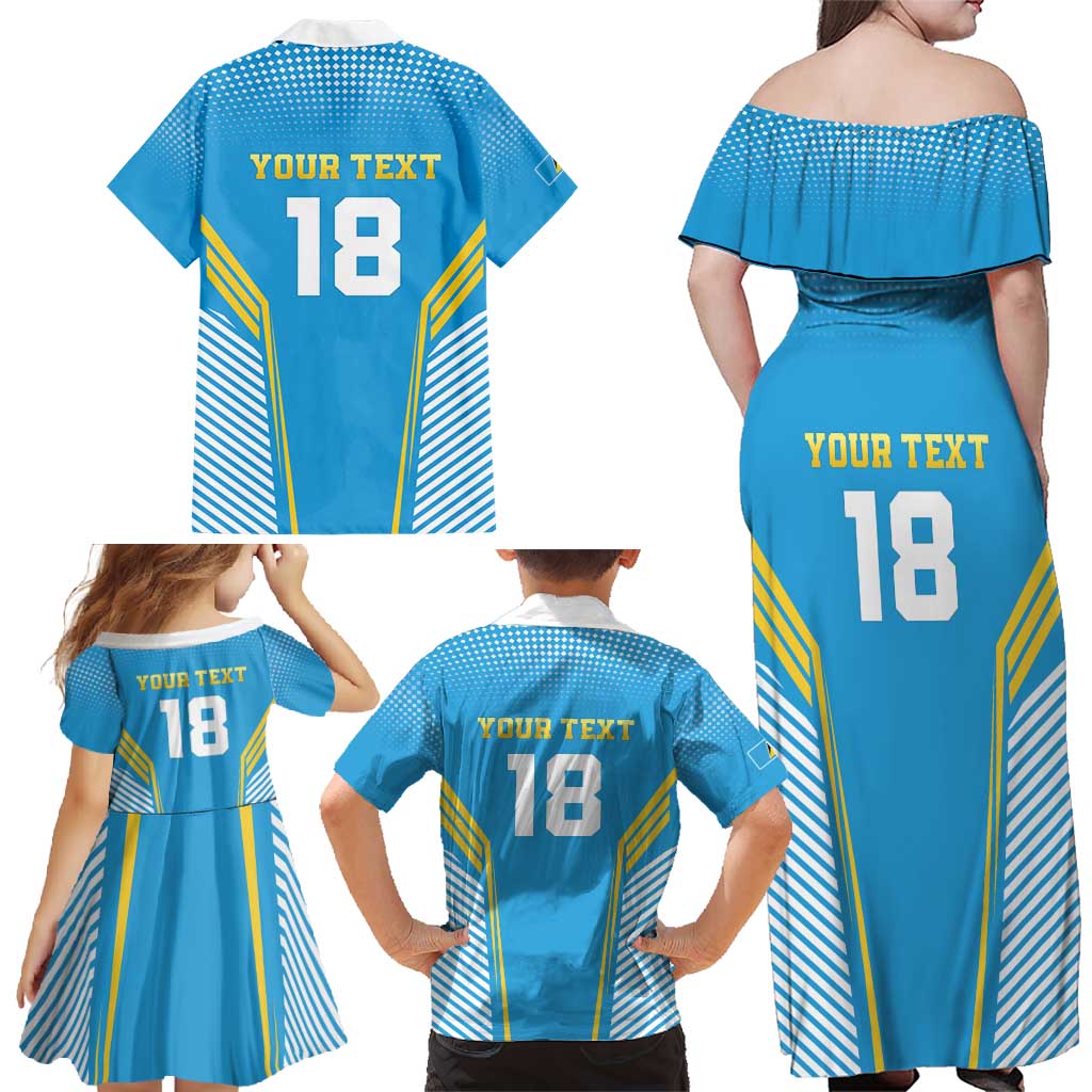 Custom Saint Lucia Kings Cricket Family Matching Off Shoulder Maxi Dress and Hawaiian Shirt Beinspired Go Champion - Wonder Print Shop