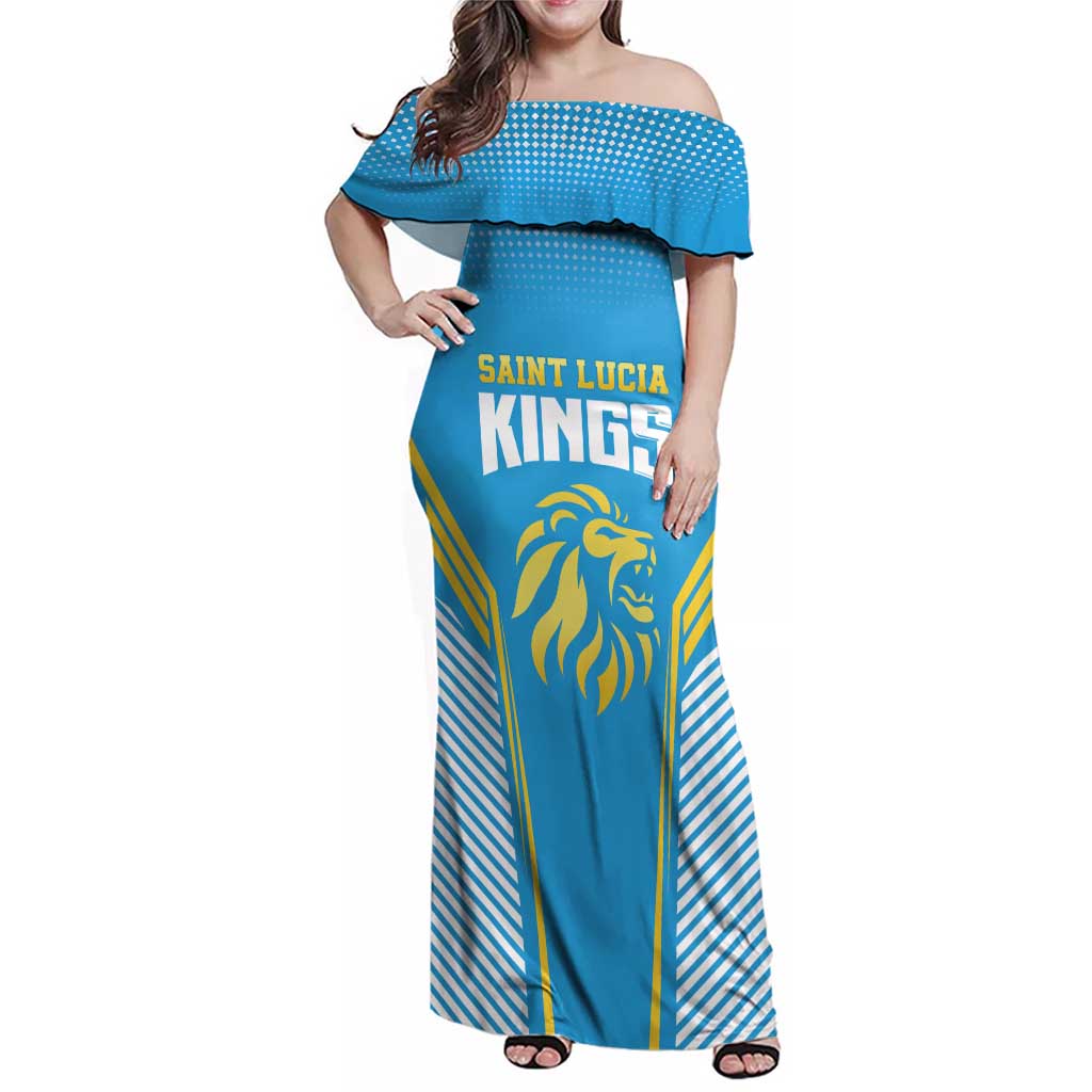 Custom Saint Lucia Kings Cricket Family Matching Off Shoulder Maxi Dress and Hawaiian Shirt Beinspired Go Champion - Wonder Print Shop