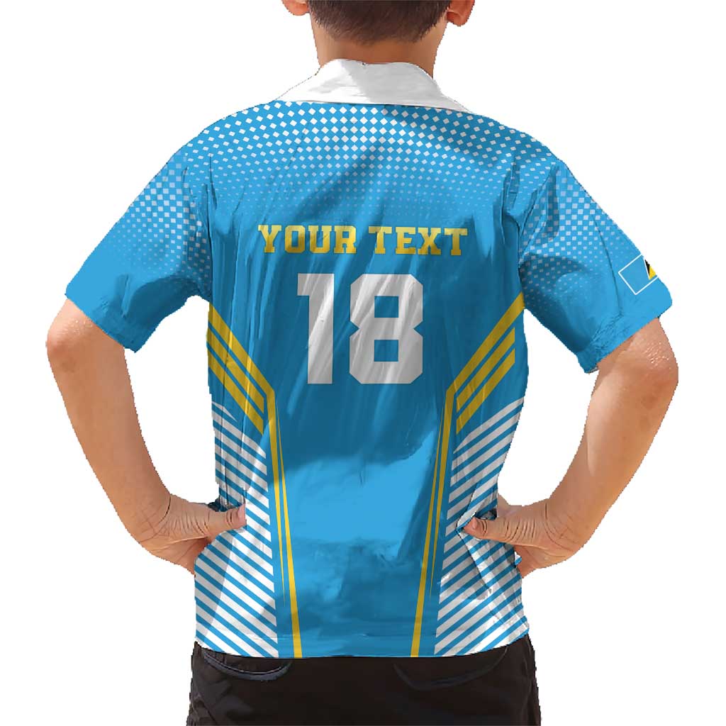 Custom Saint Lucia Kings Cricket Family Matching Short Sleeve Bodycon Dress and Hawaiian Shirt Beinspired Go Champion - Wonder Print Shop