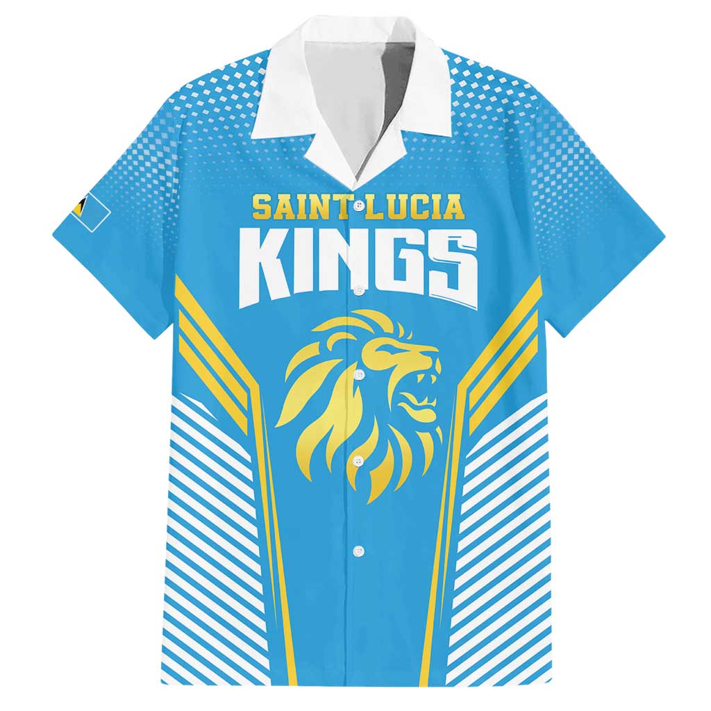 Custom Saint Lucia Kings Cricket Family Matching Short Sleeve Bodycon Dress and Hawaiian Shirt Beinspired Go Champion - Wonder Print Shop