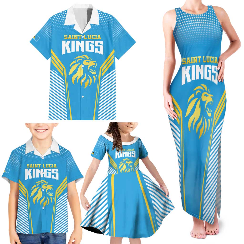 Custom Saint Lucia Kings Cricket Family Matching Tank Maxi Dress and Hawaiian Shirt Beinspired Go Champion - Wonder Print Shop