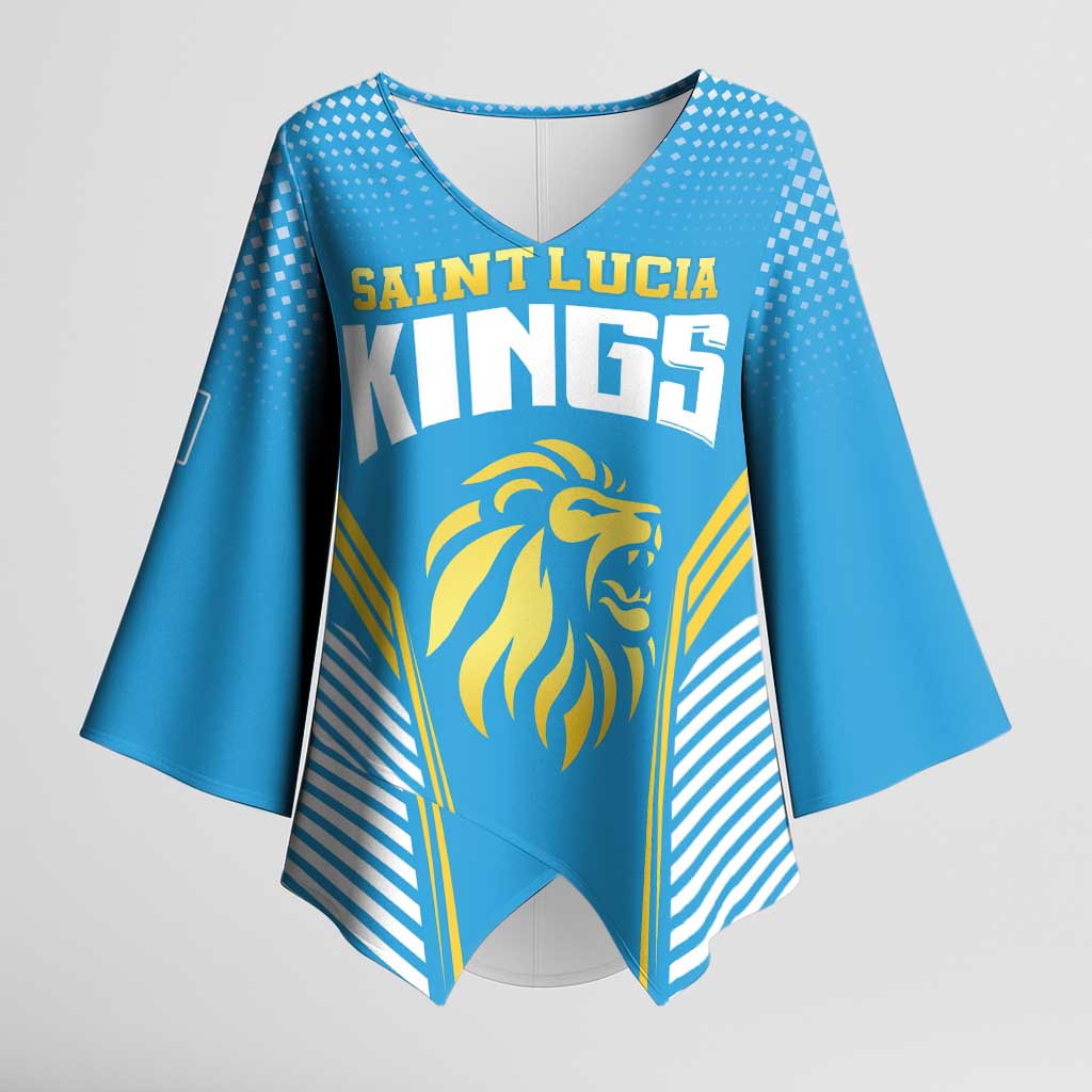 Custom Saint Lucia Kings Cricket Kimono Sleeve Blouse Beinspired Go Champion - Wonder Print Shop