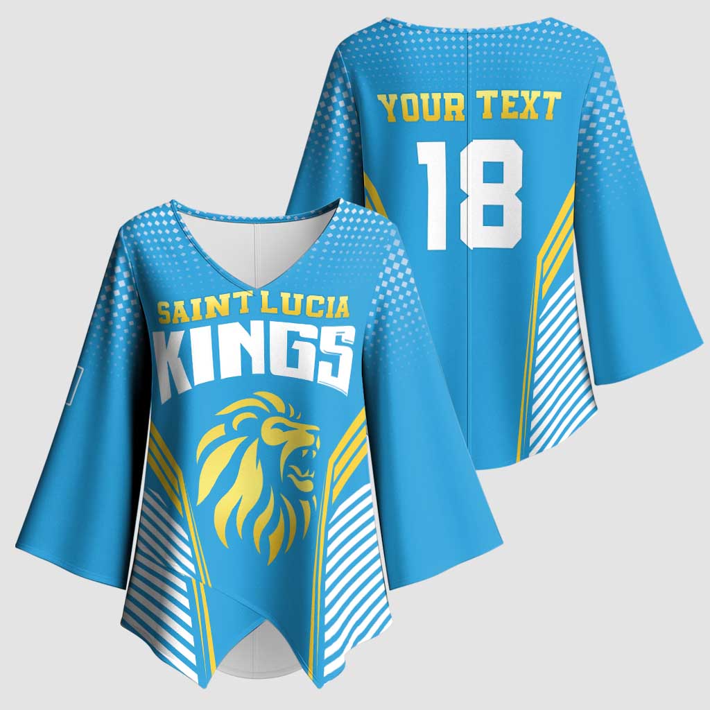 Custom Saint Lucia Kings Cricket Kimono Sleeve Blouse Beinspired Go Champion - Wonder Print Shop