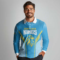 Custom Saint Lucia Kings Cricket Long Sleeve Polo Shirt Beinspired Go Champion - Wonder Print Shop