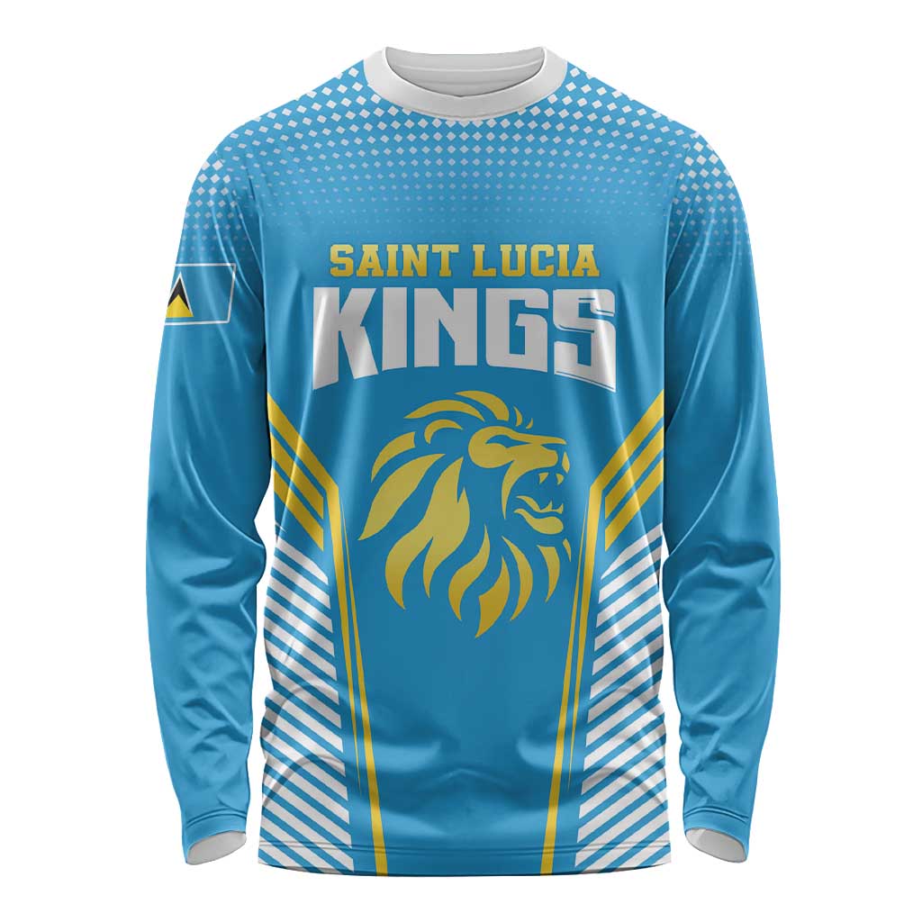 Custom Saint Lucia Kings Cricket Long Sleeve Shirt Beinspired Go Champion - Wonder Print Shop
