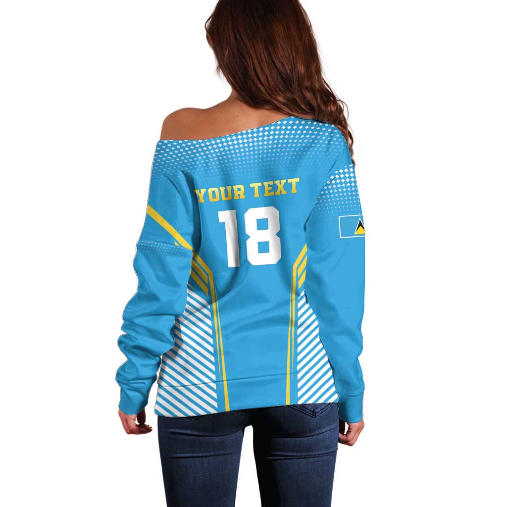 Custom Saint Lucia Kings Cricket Off Shoulder Sweater Beinspired Go Champion - Wonder Print Shop