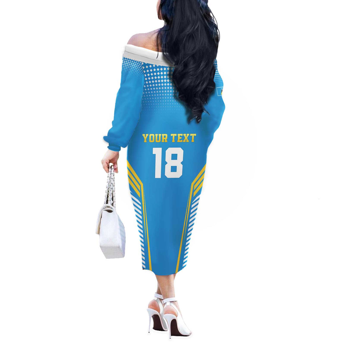 Custom Saint Lucia Kings Cricket Off The Shoulder Long Sleeve Dress Beinspired Go Champion - Wonder Print Shop