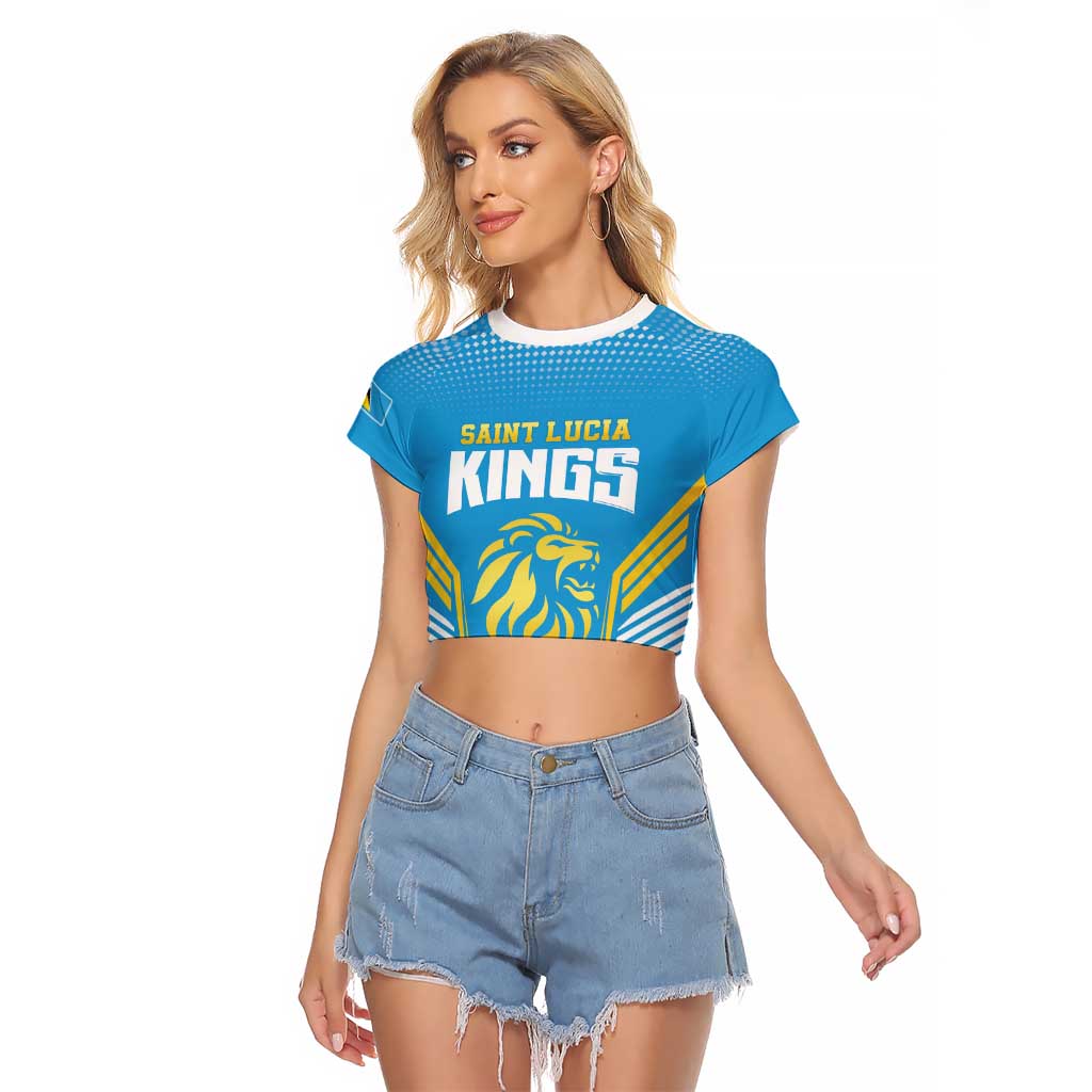 Custom Saint Lucia Kings Cricket Raglan Cropped T Shirt Beinspired Go Champion - Wonder Print Shop