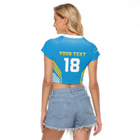 Custom Saint Lucia Kings Cricket Raglan Cropped T Shirt Beinspired Go Champion - Wonder Print Shop