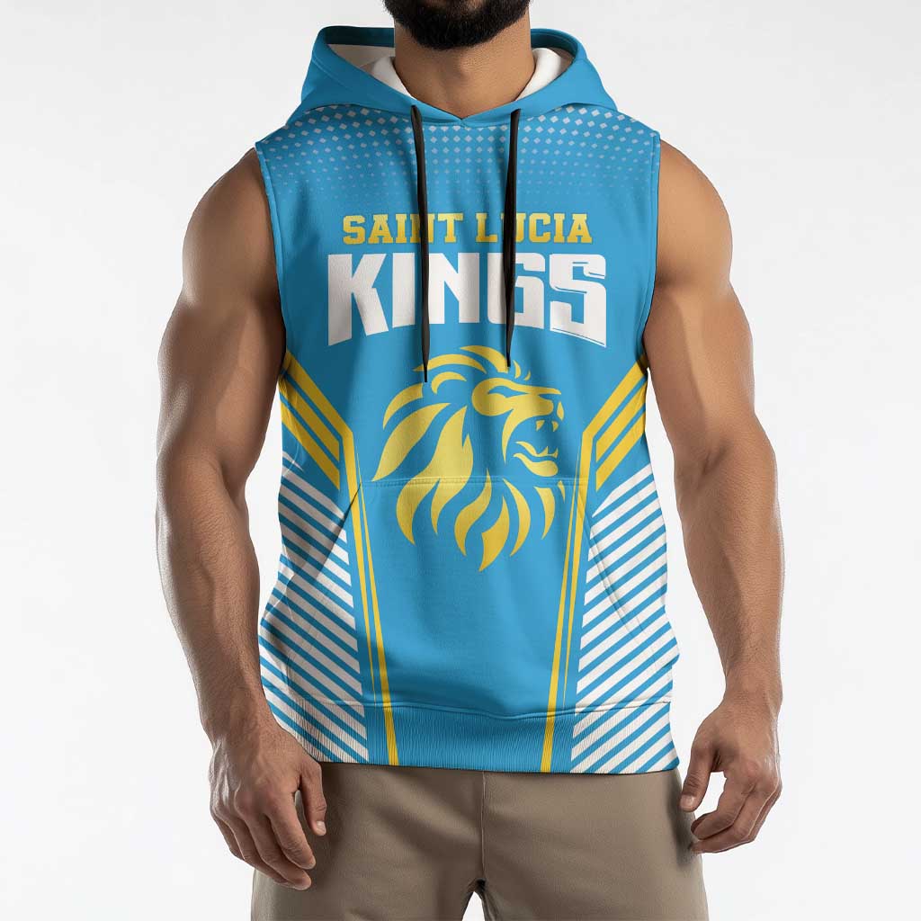 Custom Saint Lucia Kings Cricket Sleeveless Hoodie Beinspired Go Champion - Wonder Print Shop