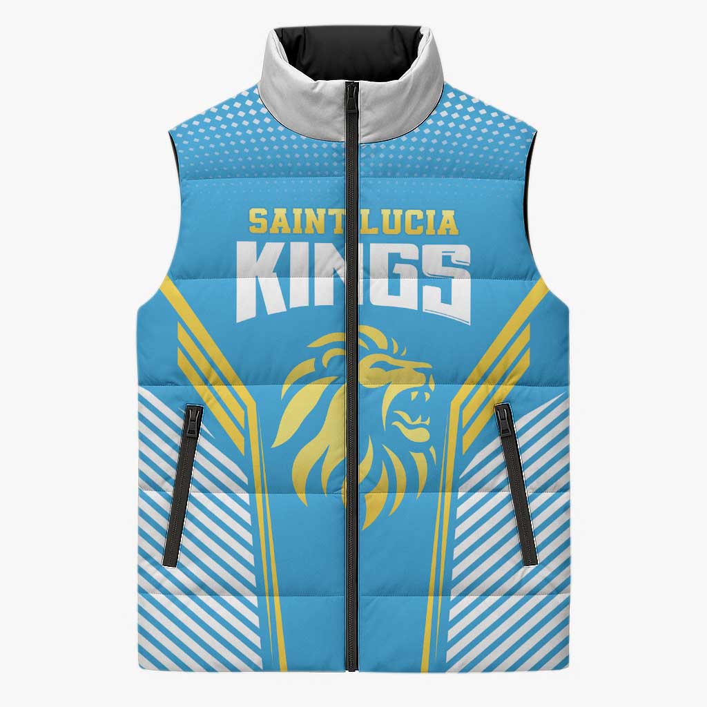 Custom Saint Lucia Kings Cricket Sleeveless Puffer Jacket Beinspired Go Champion - Wonder Print Shop