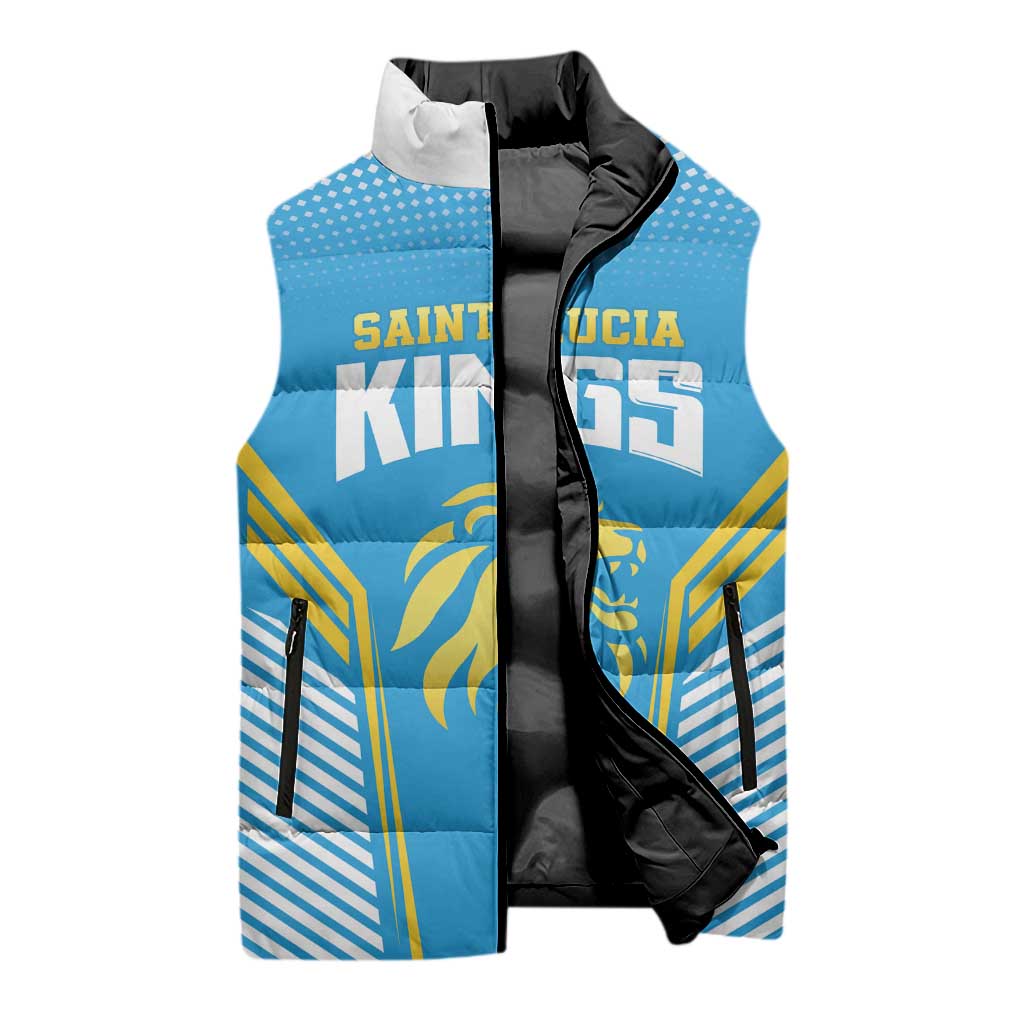 Custom Saint Lucia Kings Cricket Sleeveless Puffer Jacket Beinspired Go Champion - Wonder Print Shop