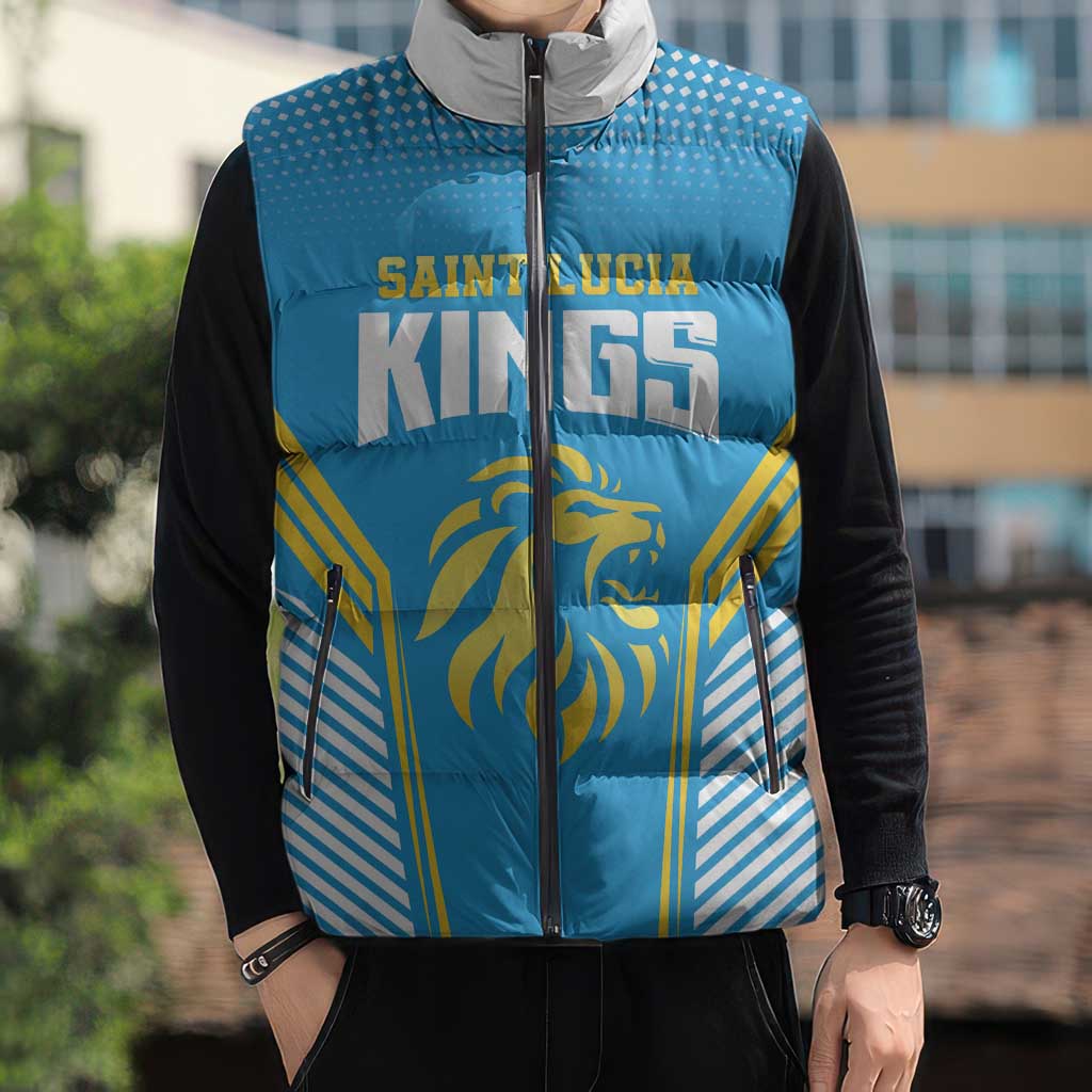 Custom Saint Lucia Kings Cricket Sleeveless Puffer Jacket Beinspired Go Champion - Wonder Print Shop