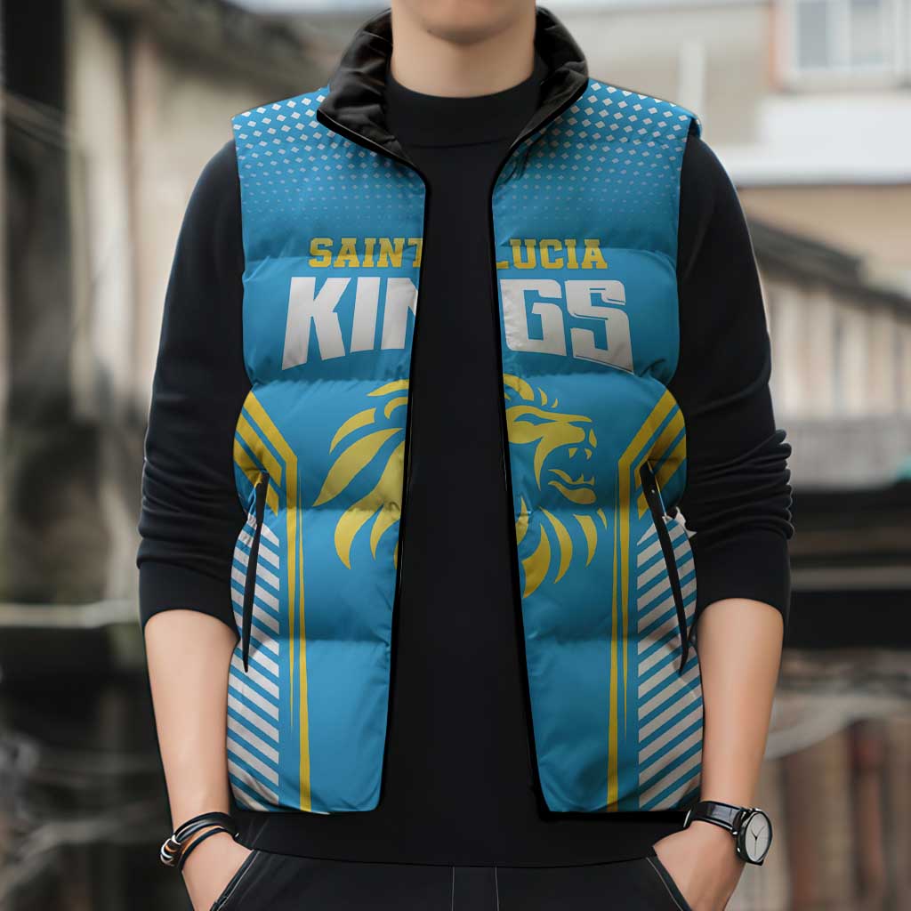 Custom Saint Lucia Kings Cricket Sleeveless Puffer Jacket Beinspired Go Champion - Wonder Print Shop