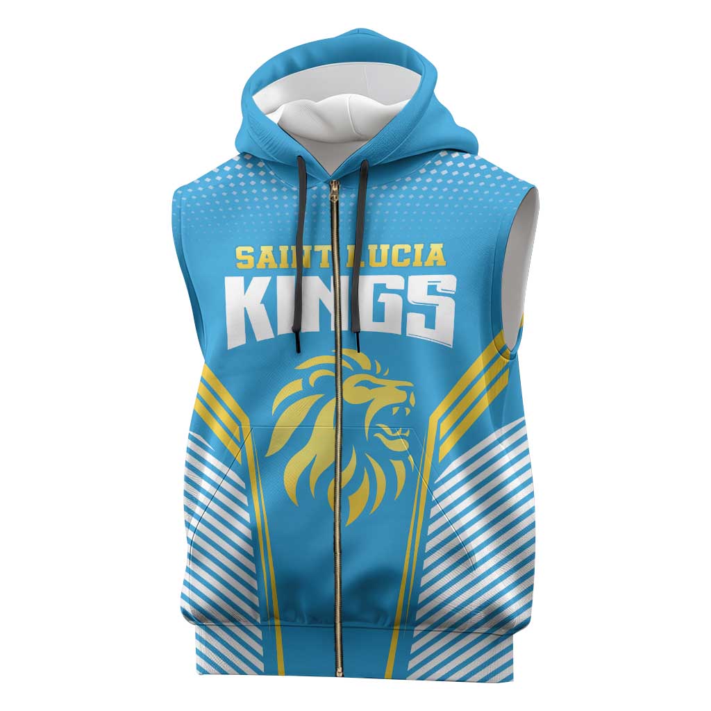 Custom Saint Lucia Kings Cricket Sleeveless Zip Hoodie Beinspired Go Champion - Wonder Print Shop