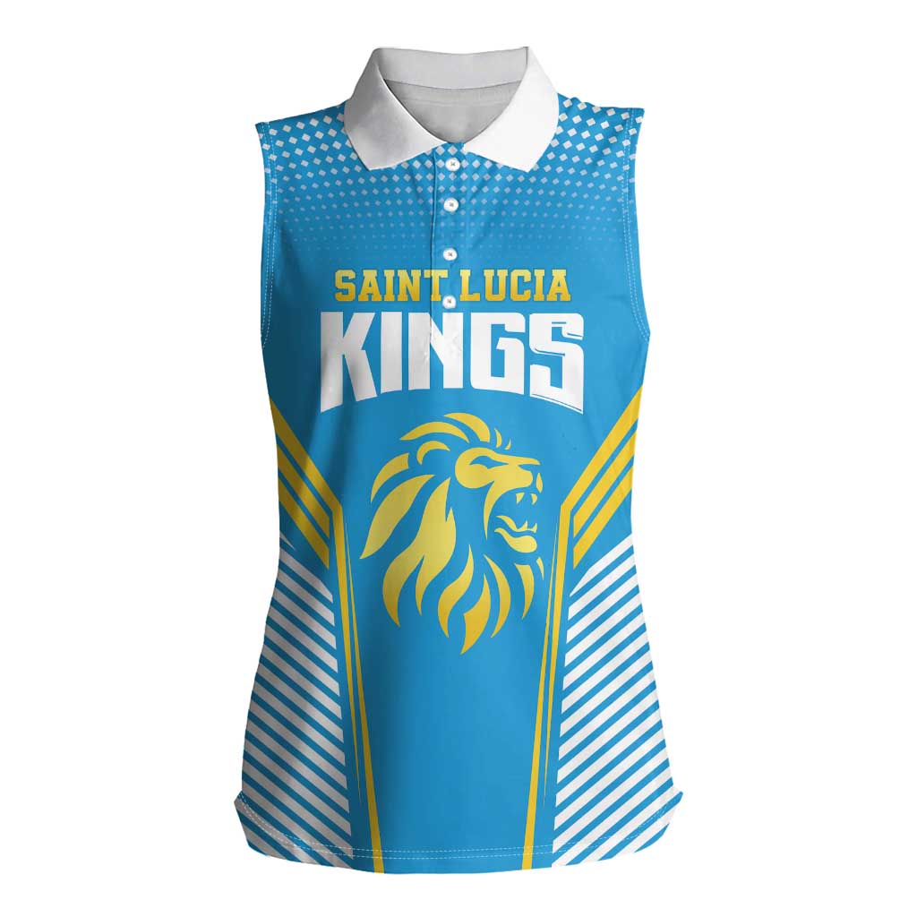 Custom Saint Lucia Kings Cricket Women Sleeveless Polo Shirt Beinspired Go Champion - Wonder Print Shop