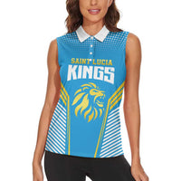 Custom Saint Lucia Kings Cricket Women Sleeveless Polo Shirt Beinspired Go Champion - Wonder Print Shop