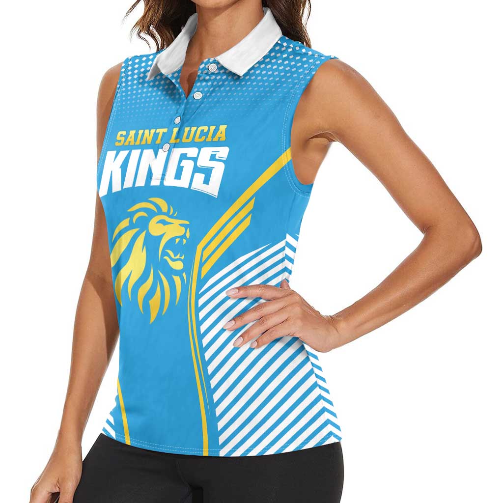 Custom Saint Lucia Kings Cricket Women Sleeveless Polo Shirt Beinspired Go Champion - Wonder Print Shop