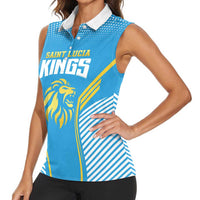 Custom Saint Lucia Kings Cricket Women Sleeveless Polo Shirt Beinspired Go Champion - Wonder Print Shop