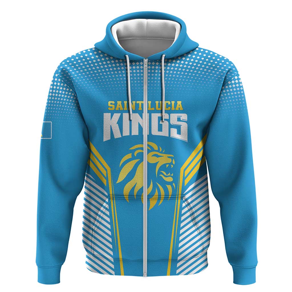 Custom Saint Lucia Kings Cricket Zip Hoodie Beinspired Go Champion - Wonder Print Shop