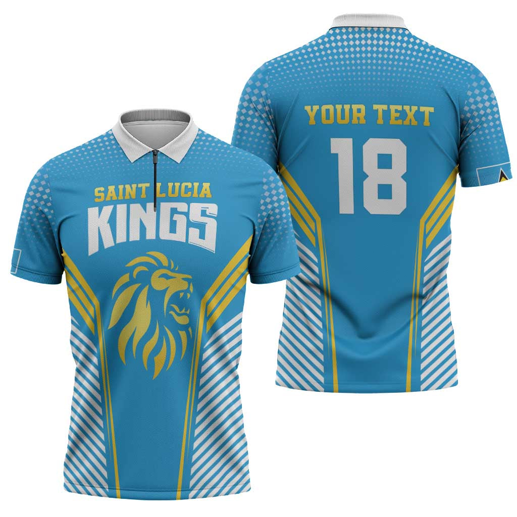 Custom Saint Lucia Kings Cricket Zipper Polo Shirt Beinspired Go Champion - Wonder Print Shop