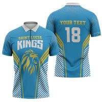 Custom Saint Lucia Kings Cricket Zipper Polo Shirt Beinspired Go Champion - Wonder Print Shop