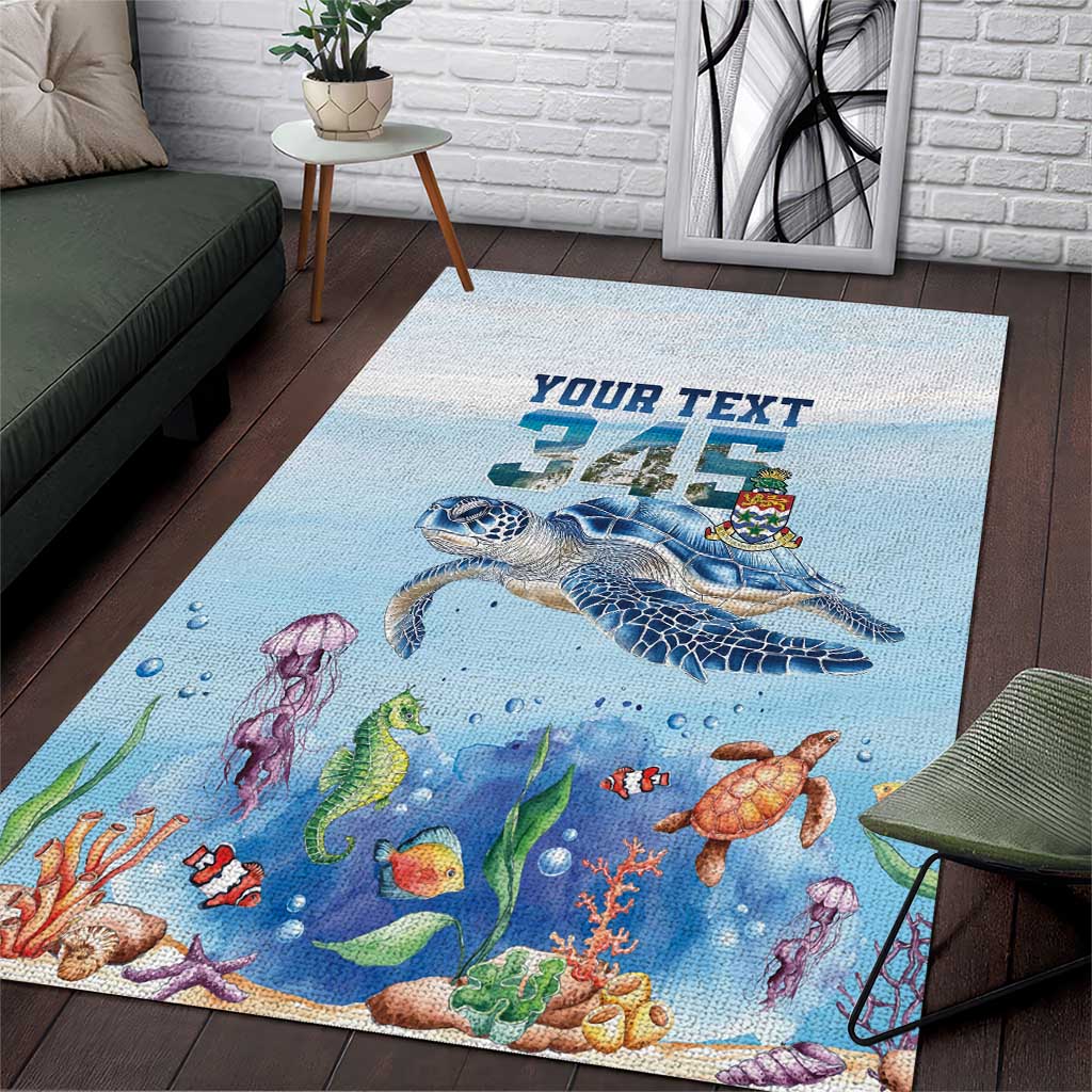 Personalized Cayman Islands 345 Area Rug Watercolor Turtle - Wonder Print Shop