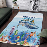 Personalized Cayman Islands 345 Area Rug Watercolor Turtle - Wonder Print Shop