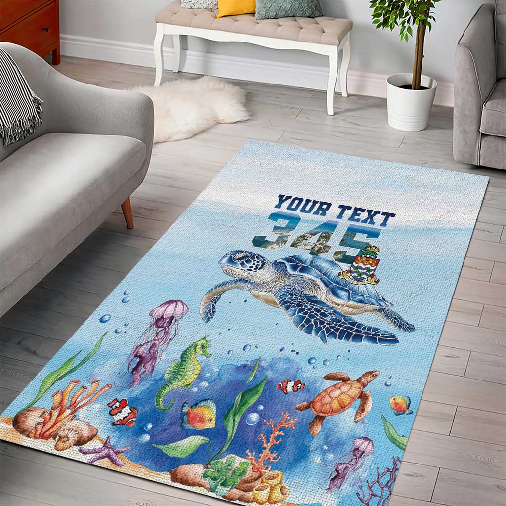 Personalized Cayman Islands 345 Area Rug Watercolor Turtle - Wonder Print Shop