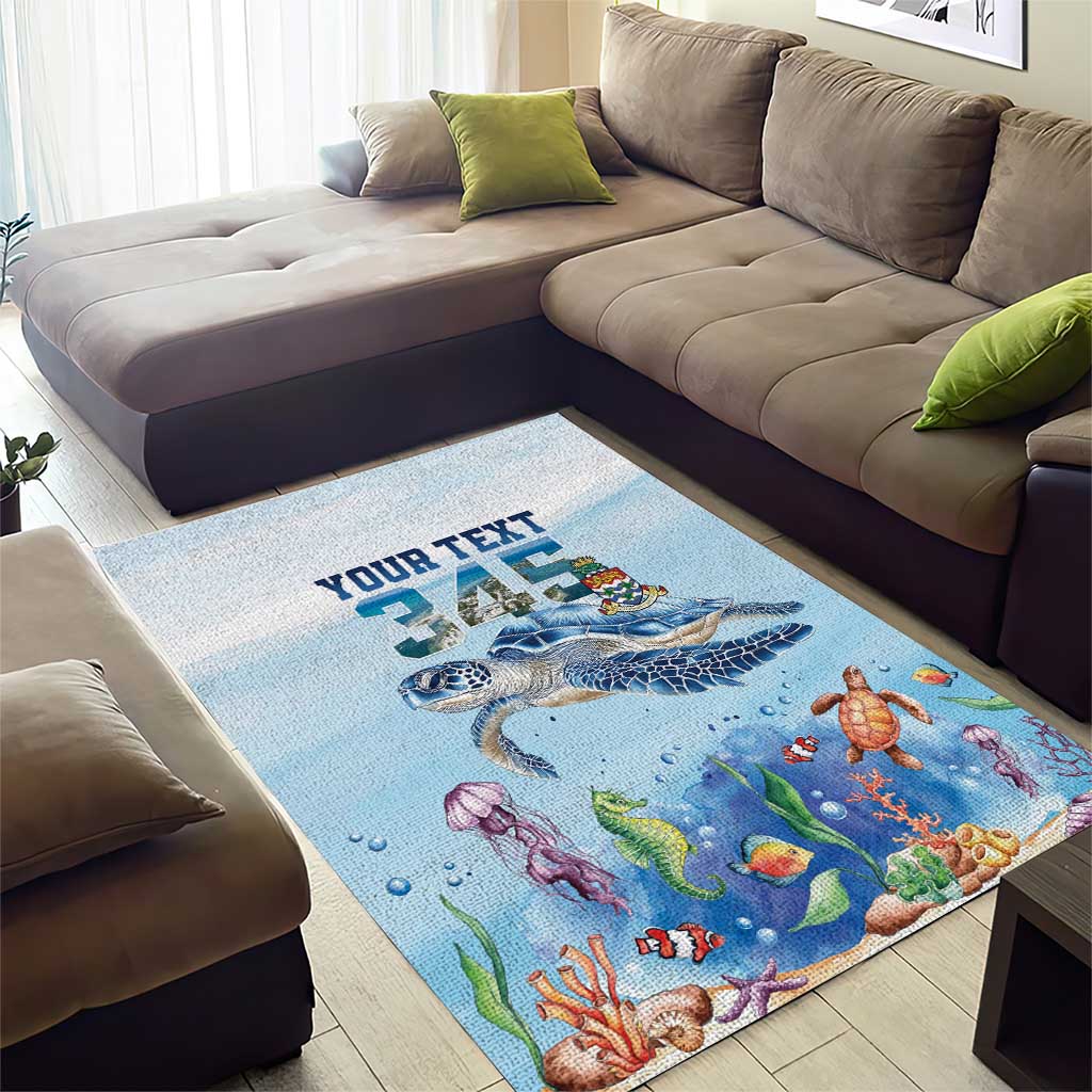 Personalized Cayman Islands 345 Area Rug Watercolor Turtle - Wonder Print Shop