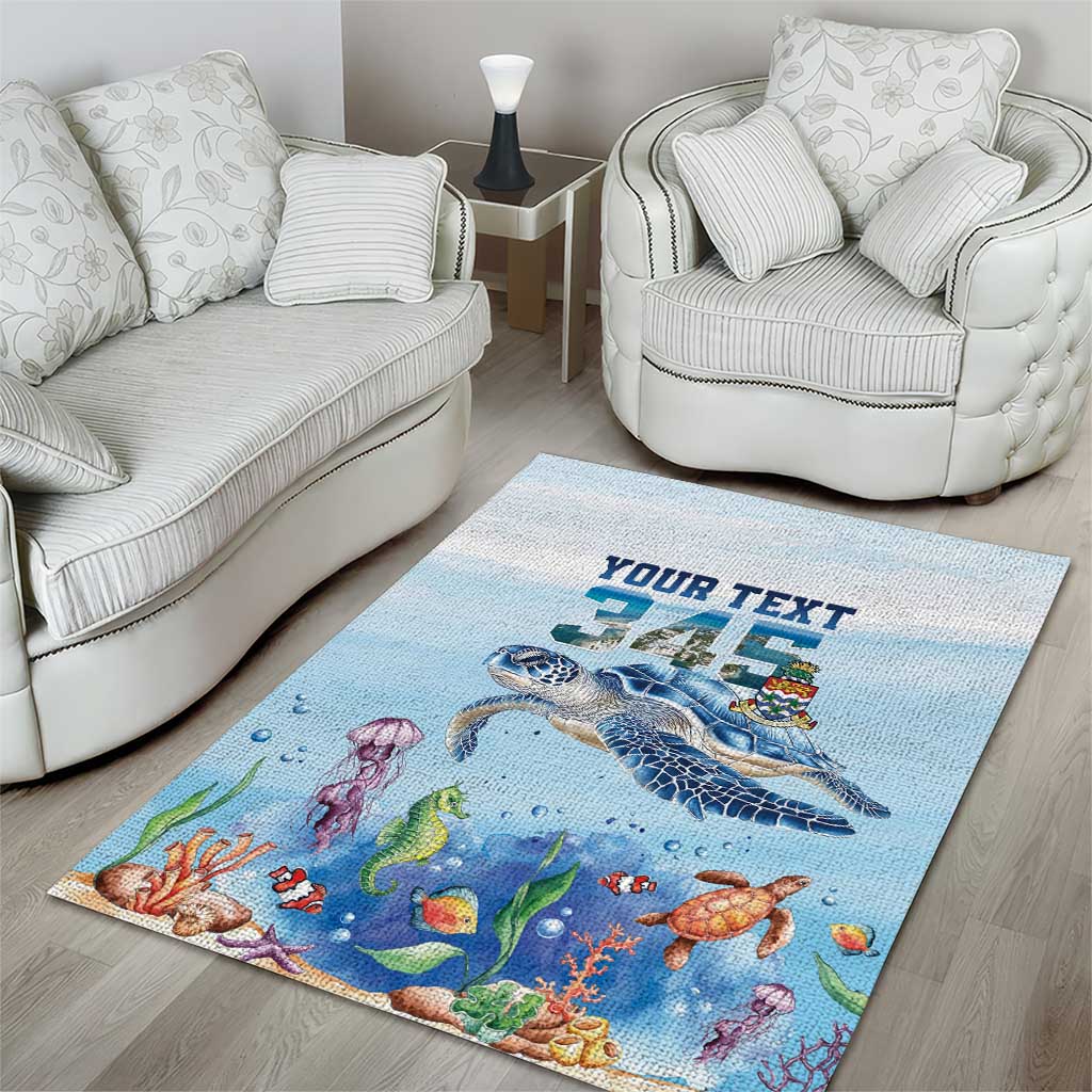 Personalized Cayman Islands 345 Area Rug Watercolor Turtle - Wonder Print Shop