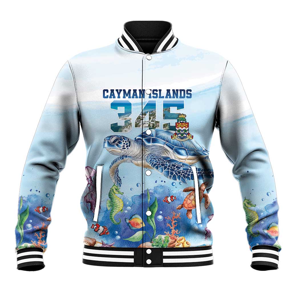 Personalized Cayman Islands 345 Baseball Jacket Watercolor Turtle - Wonder Print Shop